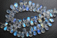 Load image into Gallery viewer, 8 Inch 9-11mm Strand Blue Flashy Rainbow Moonstone Smooth Pear Shape Briolettes - Jalvi &amp; Co.