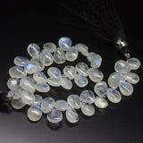 8 inch, 9mm 10mm, Blue Rainbow Moonstone Smooth Pear Drop Briolette Beads, Rainbow Moonstone Beads