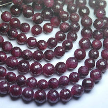 Load image into Gallery viewer, 8 Inch Full Strand, Natural Dyed Ruby Faceted Round Balls Beads 10mm - Jalvi &amp; Co.