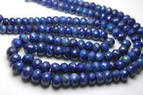 8 Inch Full Strand, Natural Gem Corundum Dyed Blue Sapphire Faceted Rondelle, 6-8mm