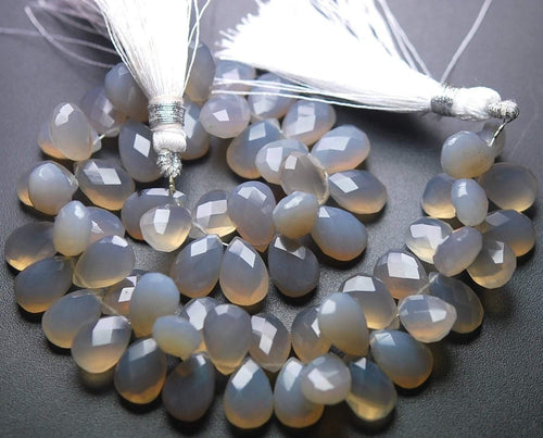 8 Inch Long Chalcedony Faceted Pear Shape Briolette's, 7X10 Superb-Finest Quality - Jalvi & Co.