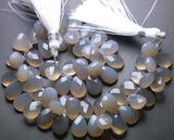 8 Inch Long  Chalcedony Faceted Pear Shape Briolette's, 7X10 Superb-Finest Quality