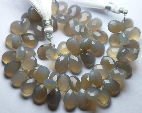 8 Inch Long Chalcedony Faceted Pear Shape Briolette's, 7X10 Superb-Finest Quality - Jalvi & Co.