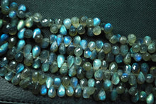 Load image into Gallery viewer, 8 Inch Long Full Strand, Faceted Drops Shaped Briolettes, 7-9mm Long Size Blue Flashy Labradorite - Jalvi &amp; Co.