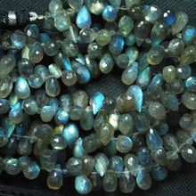 Load image into Gallery viewer, 8 Inch Long Full Strand, Faceted Drops Shaped Briolettes, 7-9mm Long Size Blue Flashy Labradorite - Jalvi &amp; Co.