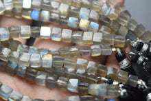 Load image into Gallery viewer, 8 Inch Long Full Strand,Blue Flashy Labradorite Faceted 3D Cubes Box Beads, 6-7mm - Jalvi &amp; Co.