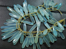 Load image into Gallery viewer, 8 Inch Long Strand, 25-35mm Long,Aqua Chalcedony Elongated Drops Shape Briolettes - Jalvi &amp; Co.