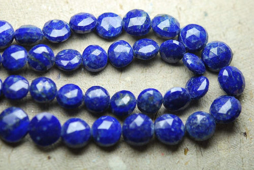 8 Inch Long Strand-Super,Lapis Lazuli Faceted Coins Shape Briolettes, 7-8mm Size - Jalvi & Co.