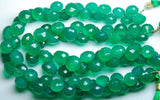 8 Inch Long Strand,Superb-Emerald Green Onyx Faceted Onion Shape Briolettes, 7-8mm Size,Superb Item