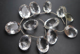 8 Inch Strand 10 Beads, Natural Rock Crystal Faceted Oval Shape Briolette's, 16-22mm