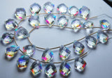 8 Inch Strand, 12 Beads,Superb Mystic Rainbow Quartz Faceted Fancy Shape Briolettes, 12X16mm Approx