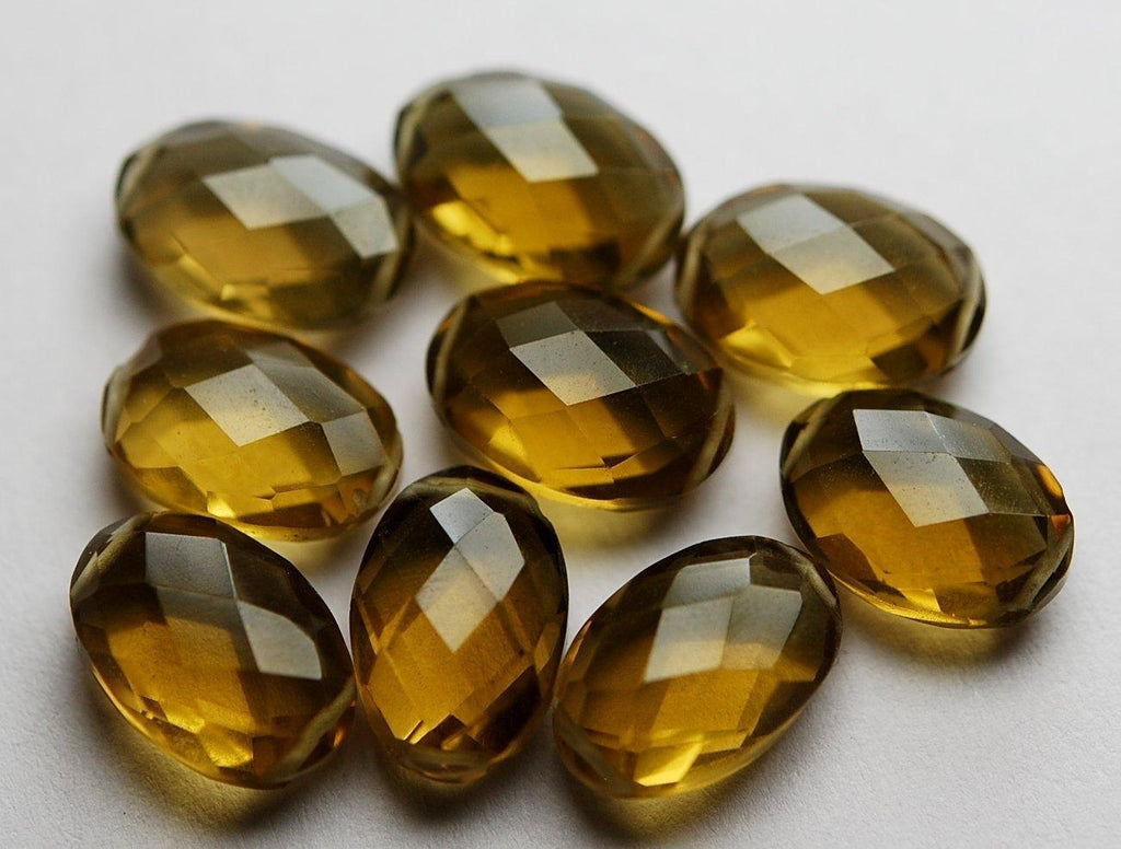 8 Inch Strand, 14 Pieces Natural Honey Quartz Faceted Oval Shaped Briolettes, 8X12mm - Jalvi & Co.