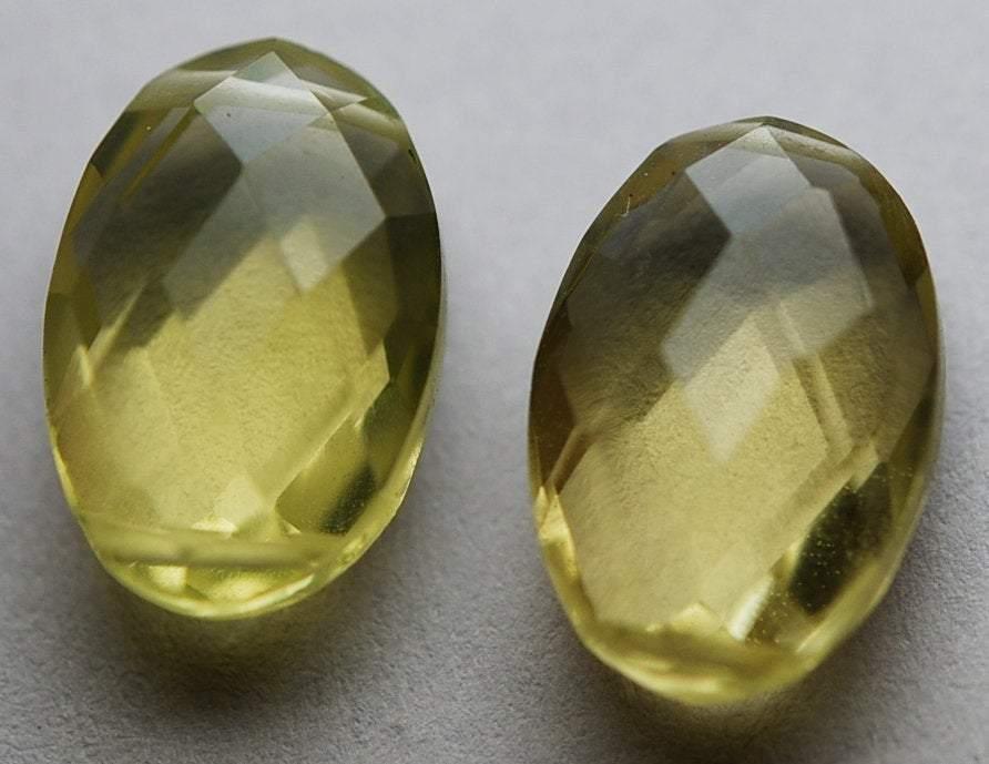 8 Inch Strand, 14 Pieces Natural Lemon Quartz Faceted Oval Shaped Briolettes, 8X12mm - Jalvi & Co.