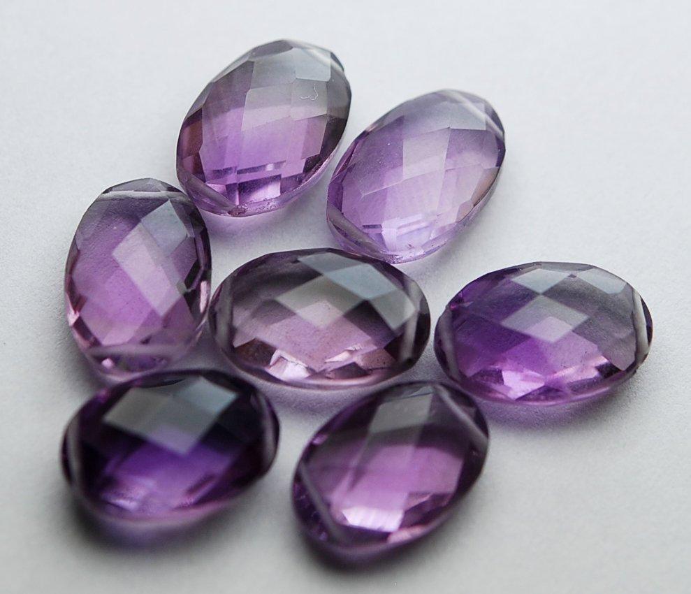 8 Inch Strand, 14 Pieces, Natural Pink Amethyst Faceted Oval Shaped Briolettes, 8X12mm - Jalvi & Co.