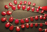 8 Inch Strand, 15 Beads,Superb-Finest Quality Aaa Quality Dyed Ruby Faceted Pear Shape Briolettes, 9-11mm Size