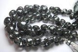 8 Inch Strand, 195 Carats,Rare Black Tourmalinated Smooth Onion Shape Briolettes,Size 7-12mm