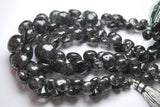 8 Inch Strand, 215 Carats,Rare Black Tourmalinated Smooth Onion Shape Briolettes,Size 7-12mm