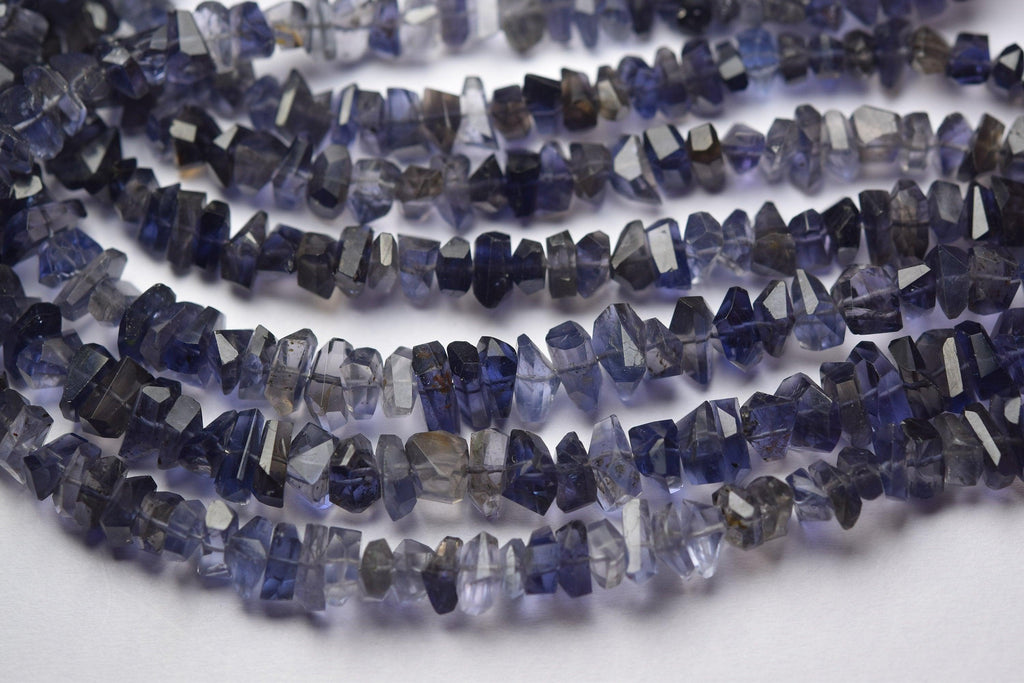 8 Inch Strand 7-8mm, Faceted Fancy Nuggets Shape Natural Water Iolite - Jalvi & Co.