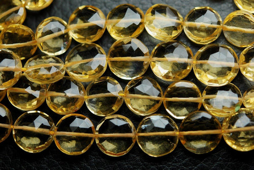 8 Inch Strand, Aaa Quality Citrine Micro Faceted Coins Shape Briolettes, 6-6.5mm Long,Great Quality - Jalvi & Co.