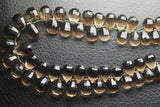 8 Inch Strand, AAA Quality Smoky Quartz Step Cut Faceted Drops Shape Briolette's, 8-9mm Long Great Quality