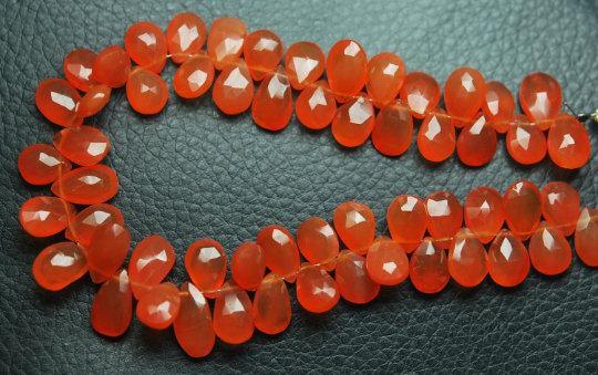 8 Inch Strand Carnelian Faceted Pear Shape Briolettes, 10-11mm Great Item - Jalvi & Co.