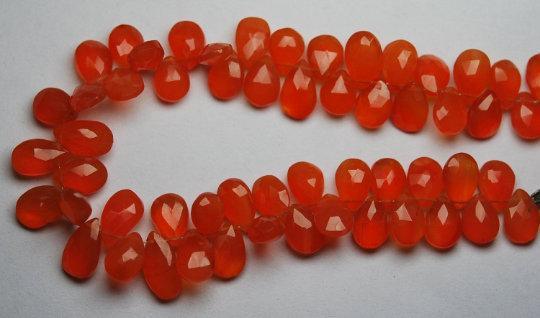 8 Inch Strand Carnelian Faceted Pear Shape Briolettes, 10-11mm Great Item - Jalvi & Co.