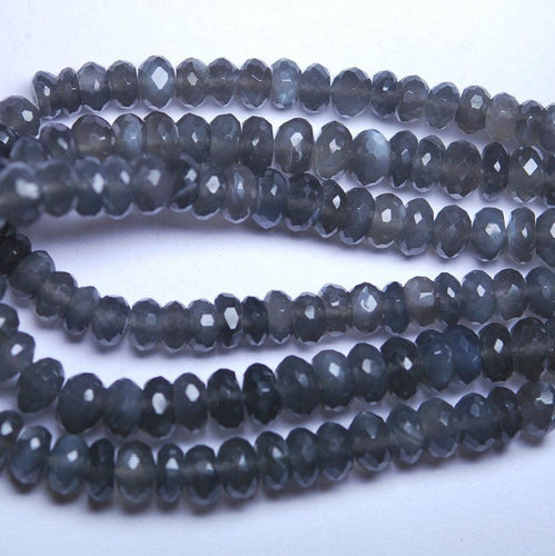 8 Inch Strand, Finest Aaa Quality Dark Grey Moonstone Faceted Rondelles, 7-8mm Size - Jalvi & Co.