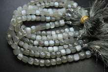 Load image into Gallery viewer, 8 Inch Strand, Finest Quality Grey Moonstone Faceted Box Shape Briolette&#39;s, 6-7mm Size - Jalvi &amp; Co.