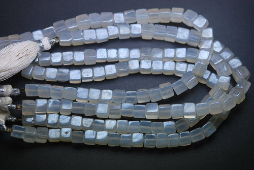 8 Inch Strand, Finest Quality Grey Moonstone Smooth Box Shape Briolettes, 5-6mm Size - Jalvi & Co.