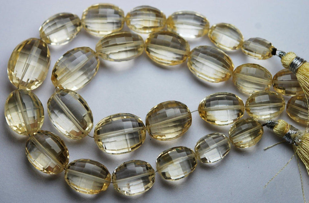 8 Inch Strand, Finest Quality, Natural Citrine Faceted Oval Shape Briolettes, 11-18mm Size - Jalvi & Co.