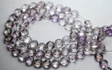 8 Inch Strand, Finest Quality, Natural Pink Amethyst Faceted Coins Beads, 8mm