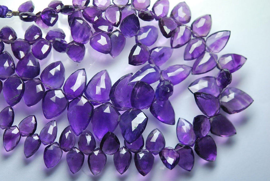 8 Inch Strand, Finest Quality, Purple Amethyst Micro Faceted Fancy Shape Briolettes, 11-16mm Size - Jalvi & Co.