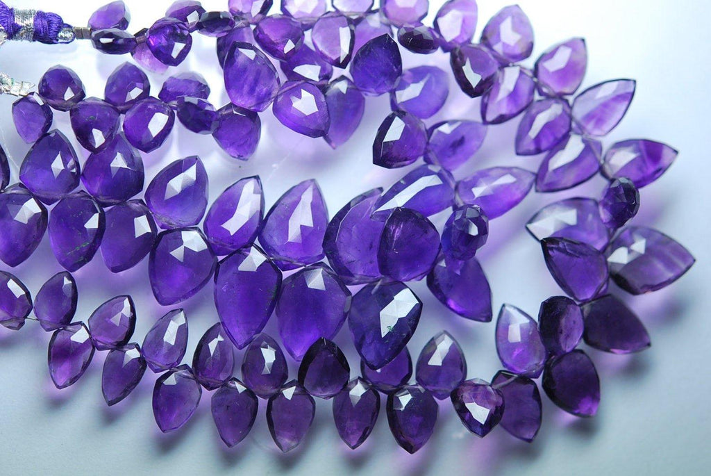 8 Inch Strand, Finest Quality, Purple Amethyst Micro Faceted Fancy Shape Briolettes, 11-16mm Size - Jalvi & Co.