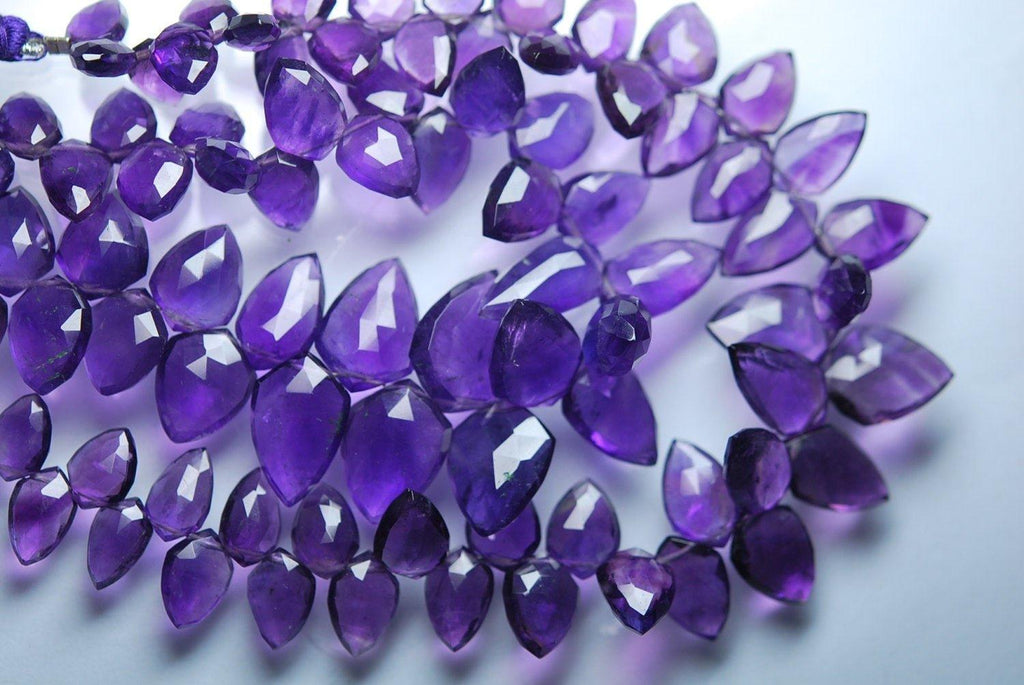 8 Inch Strand, Finest Quality, Purple Amethyst Micro Faceted Fancy Shape Briolettes, 11-16mm Size - Jalvi & Co.