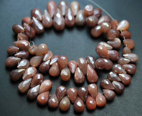 8 Inch Strand, Finest Quality,Mystic Peach Moonstone Faceted Tear Drops Shape, 10-11mm Size - Jalvi & Co.