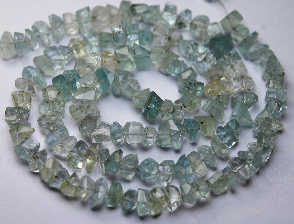 8 Inch Strand, Natural Aquamarine Faceted Fancy Nuggets Shape 7-8mm Size - Jalvi & Co.