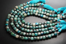 Load image into Gallery viewer, 8 Inch Strand, Natural Chrysocolla Faceted 3D Box Shape, 7-7.5mm Size - Jalvi &amp; Co.