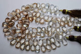 8 Inch Strand, Natural Imperial Topaz Micro Faceted Pear Shape Briolettes, 9-11mm