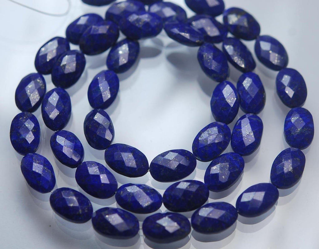 8 Inch Strand, Natural Lapis Lazuli Faceted Oval Shape, 11-12mm - Jalvi & Co.