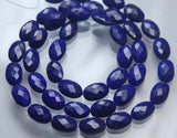 8 Inch Strand, Natural Lapis Lazuli Faceted Oval Shape, 11-12mm