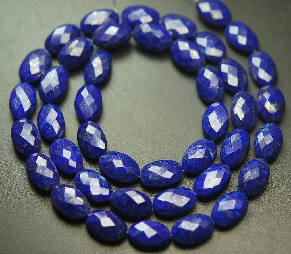 8 Inch Strand, Natural Lapis Lazuli Faceted Oval Shape, 11-12mm - Jalvi & Co.