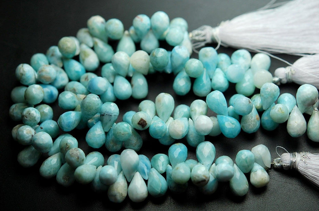 8 Inch Strand, Natural Larimar Faceted Drops Briolettes, 11-18mm Size - Jalvi & Co.