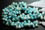 8 Inch Strand, Natural Larimar Faceted Drops Briolettes, 8-9mm Size