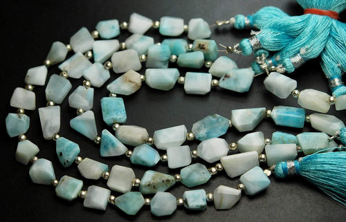 8 Inch Strand, Natural Larimar Faceted Nuggets, 8-10mm Size, - Jalvi & Co.