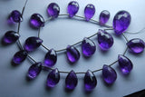 8 Inch Strand, Purple Amethyst Micro Faceted Pear Shaped Briolettes, 13-11mm, Finest Quality