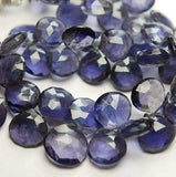 8 Inch Strand Quality Water Sapphire Iolite Faceted Heart Briolette's, 11-14mm Approx.