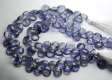 8 Inch Strand Quality Water Sapphire Iolite Faceted Heart Briolette's, 8.5-9mm Approx.