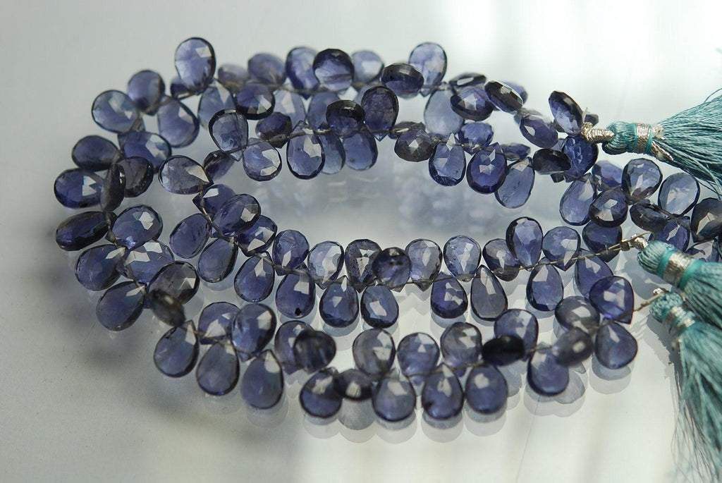 8 Inch Strand Quality Water Sapphire Iolite Faceted Pear Briolette's, 9-10mm Approx. - Jalvi & Co.