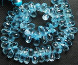 8 Inch Strand, Sky Blue Topaz Micro Faceted Drops Shaped Briolette's, 9-11mm, Finest Quality