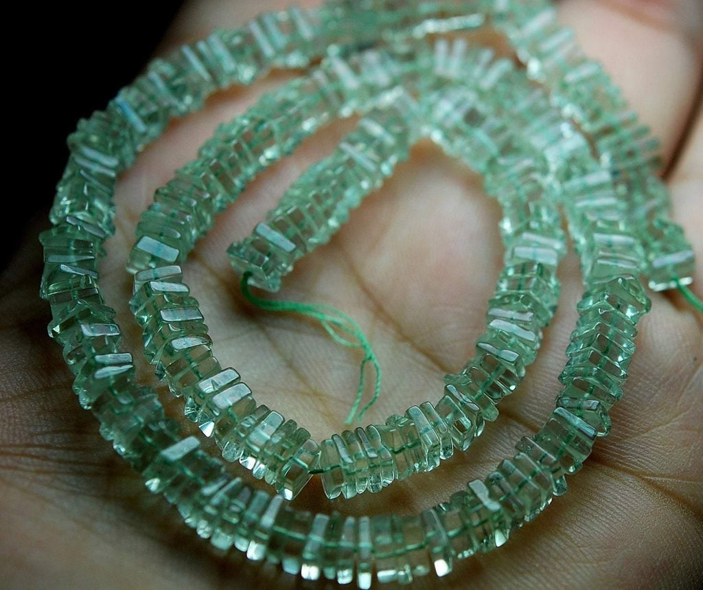 8 Inch Strand, Super Finest-Quality-Aaa Green Amethyst Heishi Cut Square Beads, 4-5mm Size - Jalvi & Co.